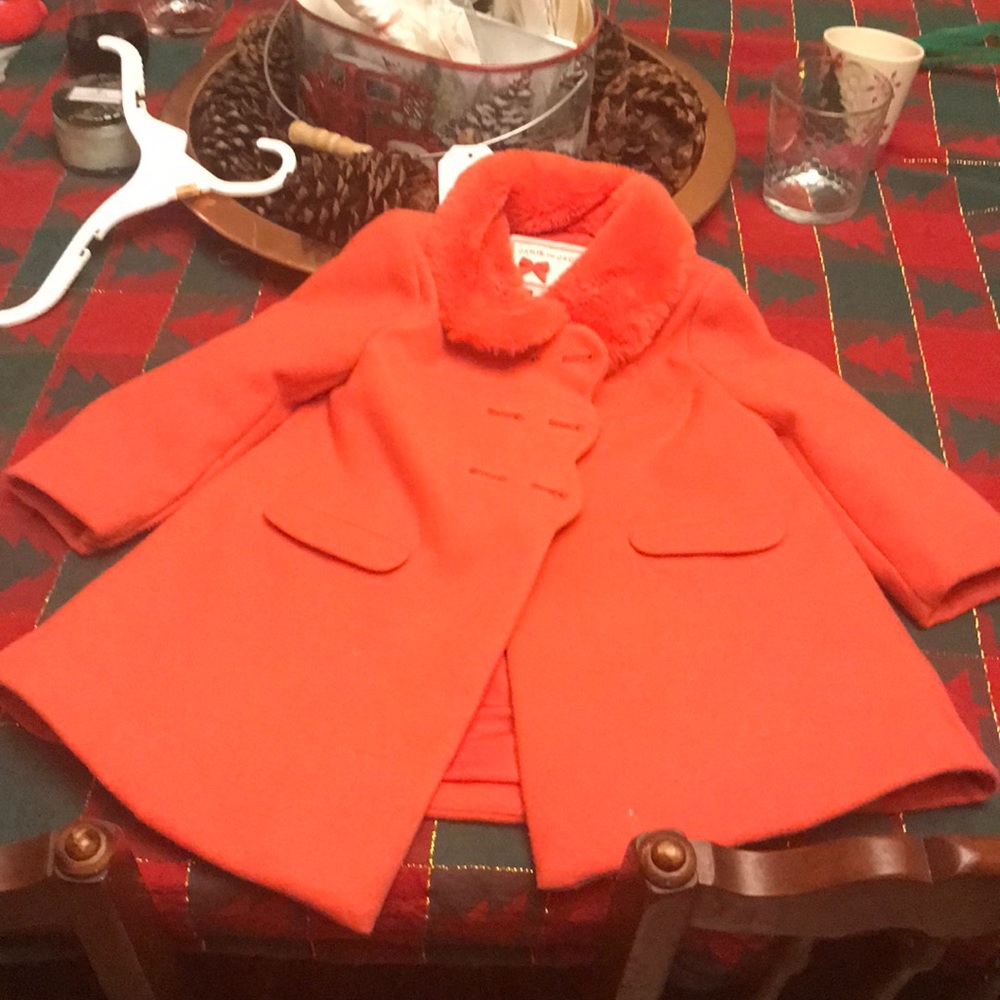 EUC orange Janie and Jack winter coat 18-24 mos